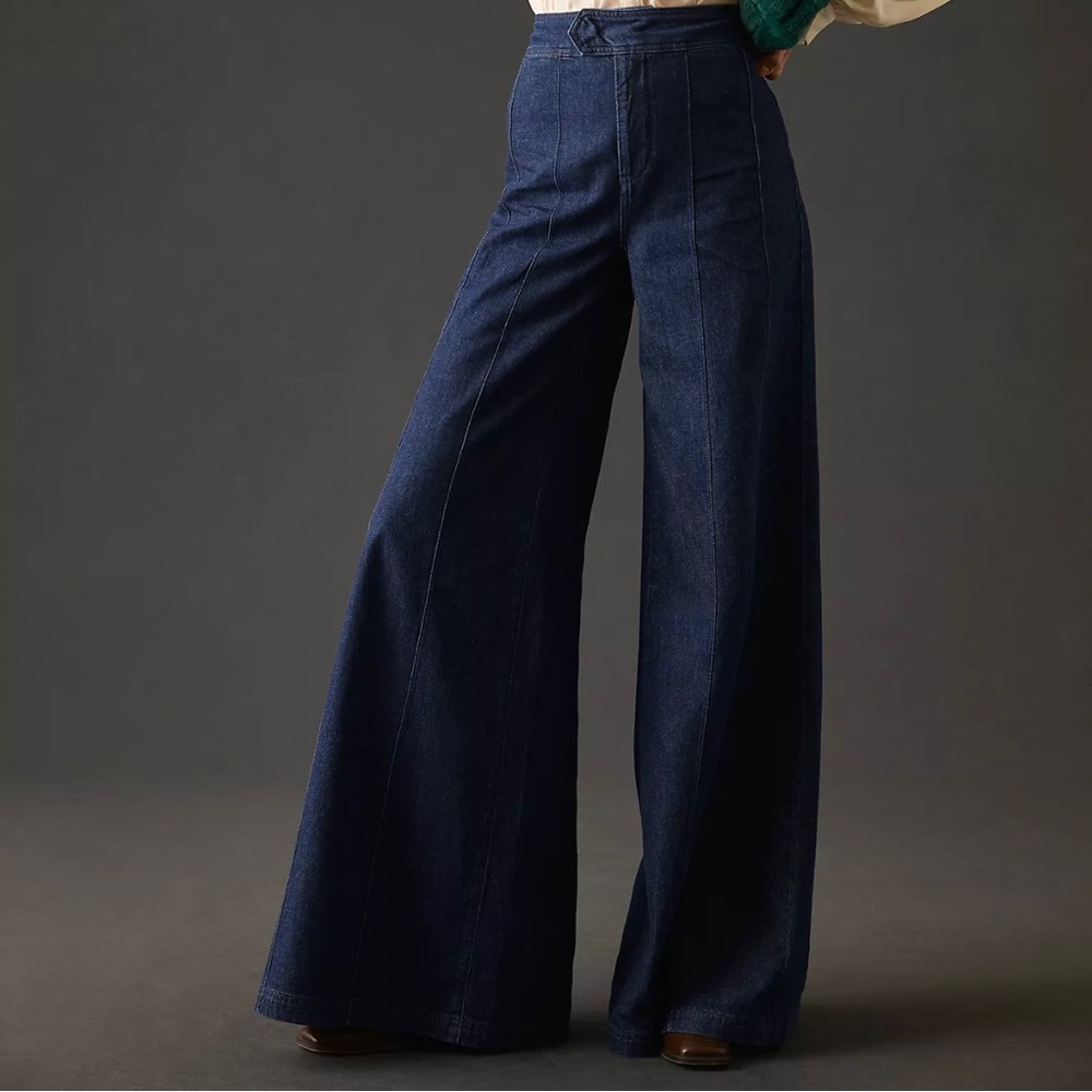 Anthropologie palazzo high rise dark wide leg jeans